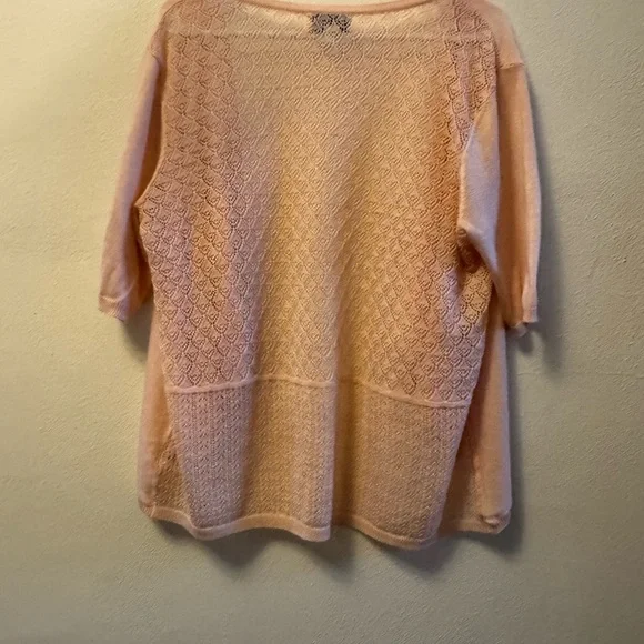 ELLE Peach Open-Front Draped Knit Cardigan size L - Picture 2 of 5